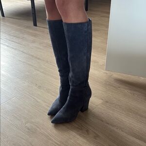 Women's Knee-High Suede Boots - blue